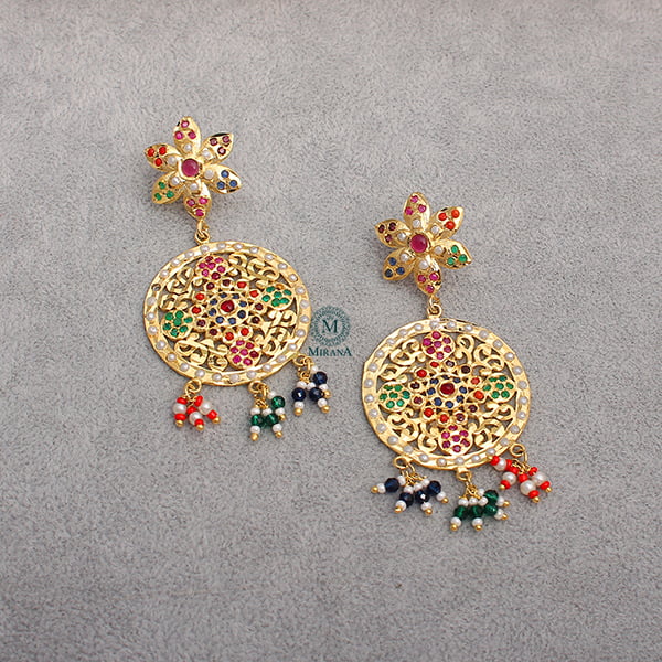 Rajwadi Multi Colour Jadau Earrings