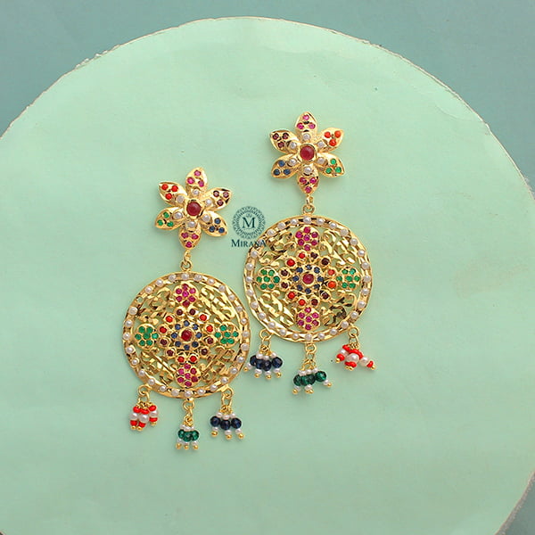 Rajwadi Multi Colour Jadau Earrings