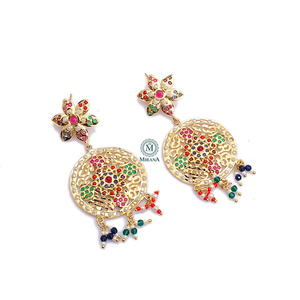 Rajwadi Multi Colour Jadau Earrings