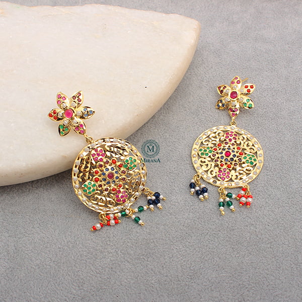 Rajwadi Multi Colour Jadau Earrings