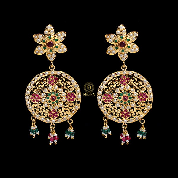 Rajwadi Ruby Green Jadau Earrings