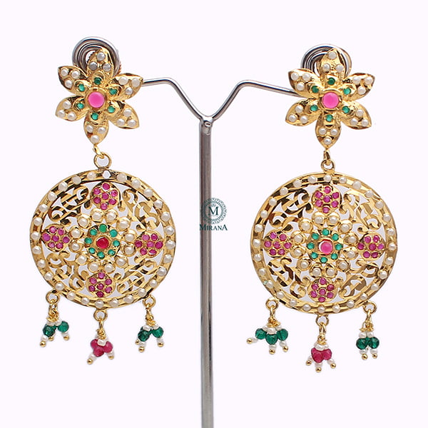 Rajwadi Ruby Green Jadau Earrings