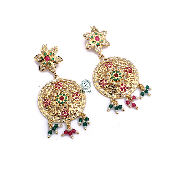 Rajwadi Ruby Green Jadau Earrings