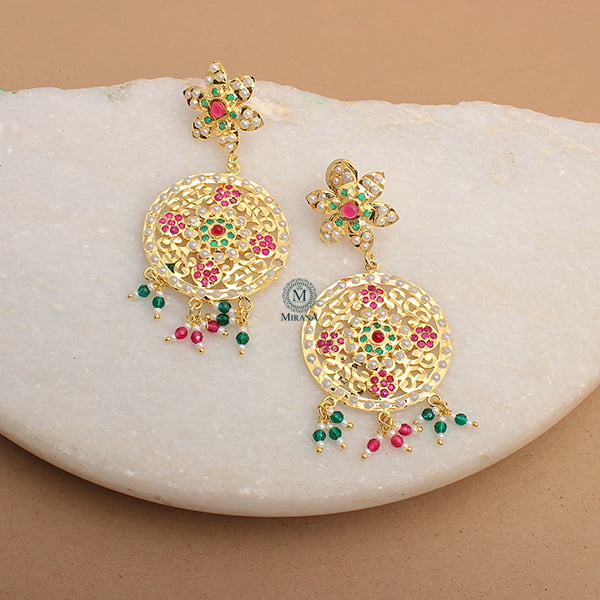 Rajwadi Ruby Green Jadau Earrings