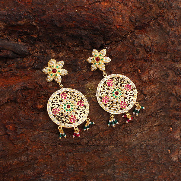 Rajwadi Ruby Green Jadau Earrings