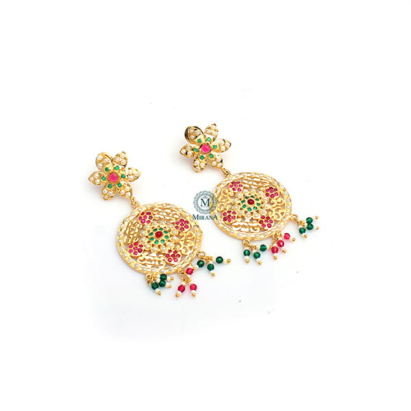 Rajwadi Ruby Green Jadau Earrings