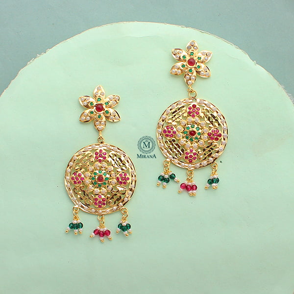 Rajwadi Ruby Green Jadau Earrings