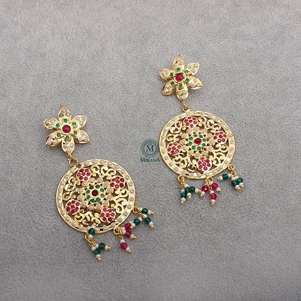 Rajwadi Ruby Green Jadau Earrings