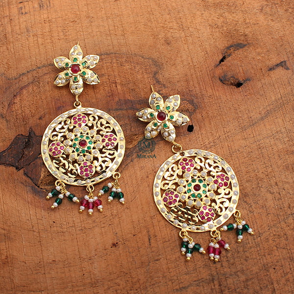 Rajwadi Ruby Green Jadau Earrings