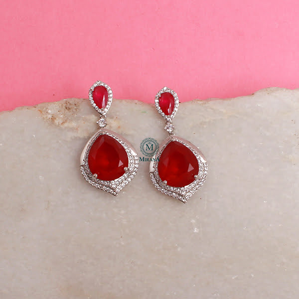 Aliza Ruby CZ  Designer Earrings