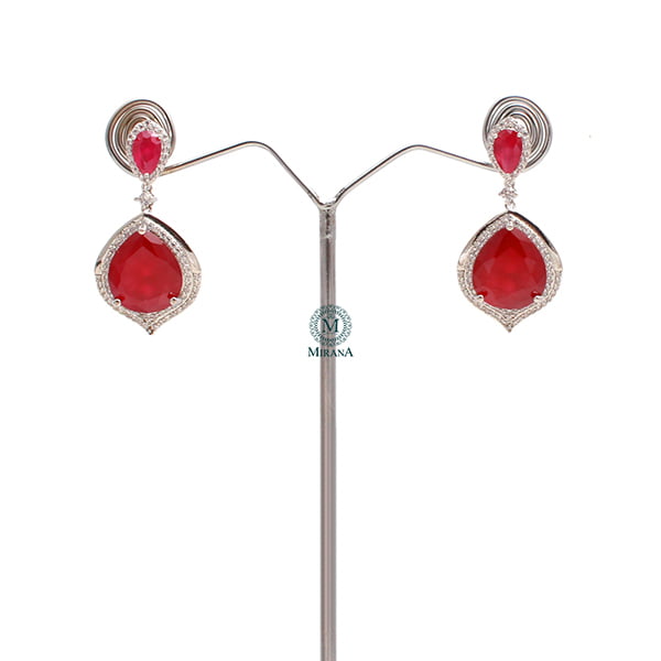 Aliza Ruby CZ  Designer Earrings