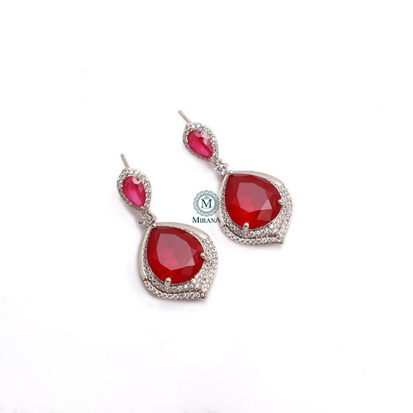 Aliza Ruby CZ  Designer Earrings