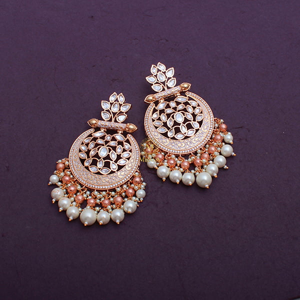 Vriddhi White Meenakari Chandbalis