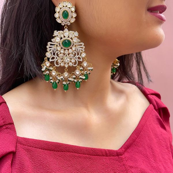 Mahira Emerald Green Designer Chandbalis