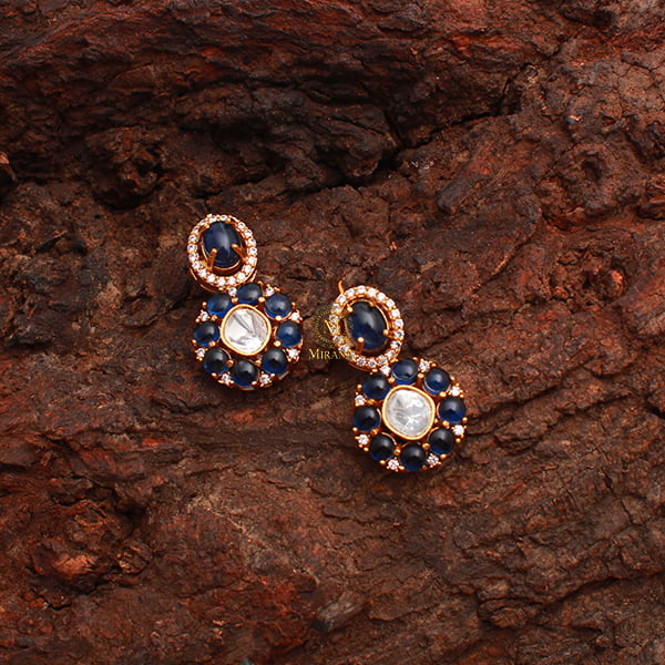 Moi Sapphire Blue Moissanite Earrings