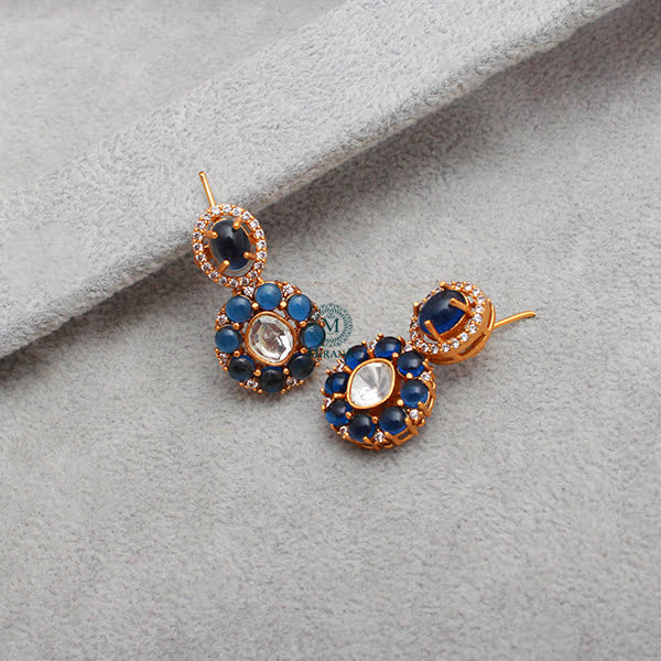 Moi Sapphire Blue Moissanite Earrings