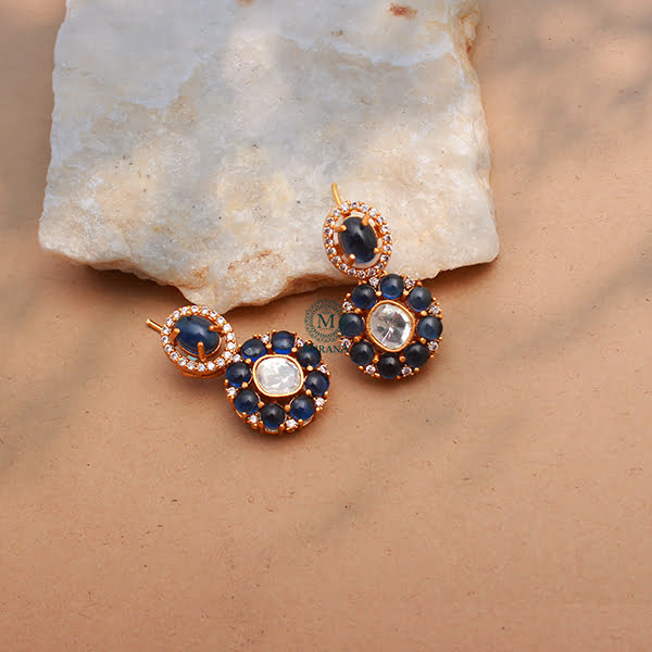 Moi Sapphire Blue Moissanite Earrings