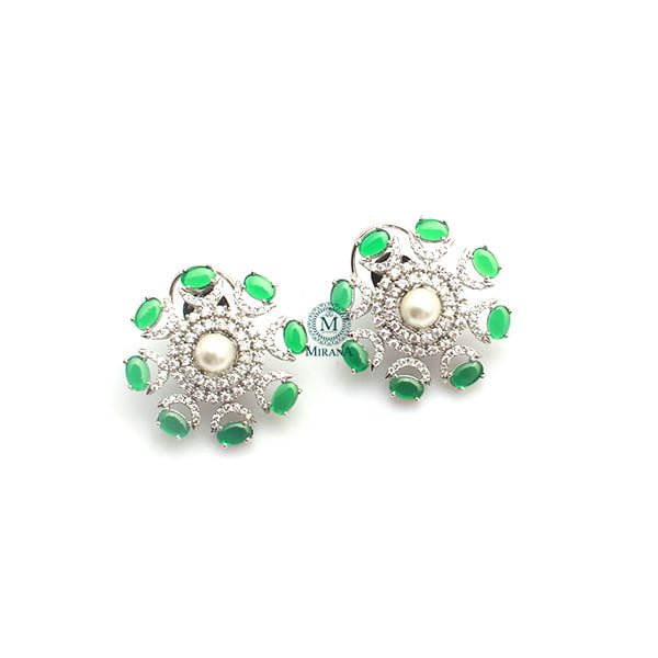 Raaya Green Pearl CZ Designer Studs