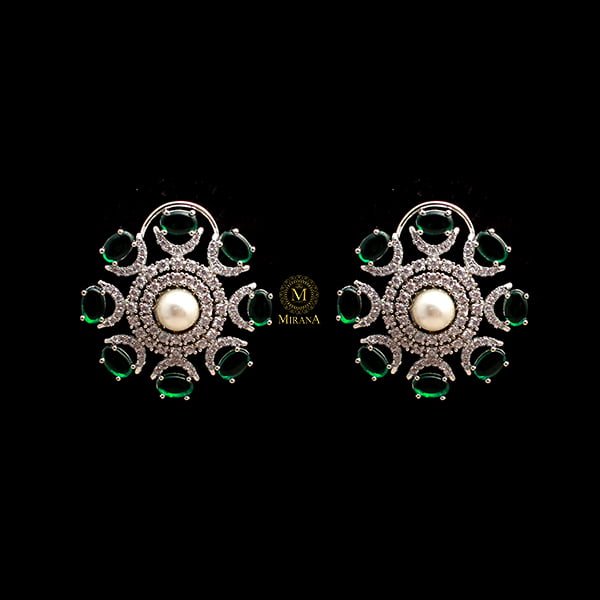 Raaya Green Pearl CZ Designer Studs