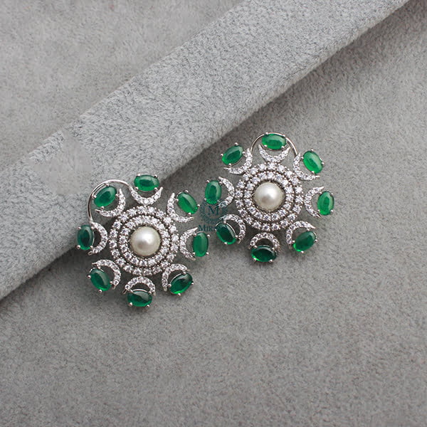 Raaya Green Pearl CZ Designer Studs