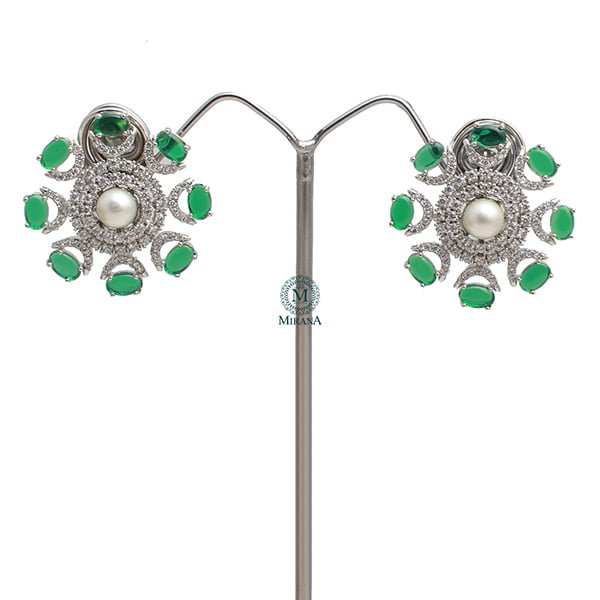 Raaya Green Pearl CZ Designer Studs