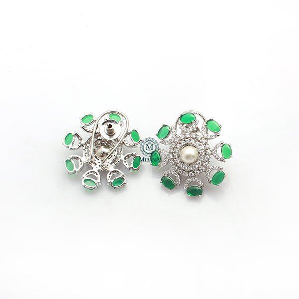 Raaya Green Pearl CZ Designer Studs