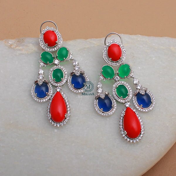 Lily Multi Colour CZ Designer Earrings