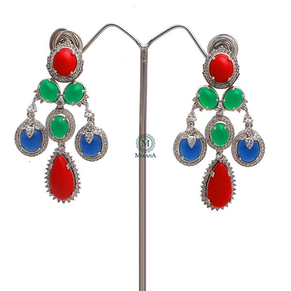 Lily Multi Colour CZ Designer Earrings