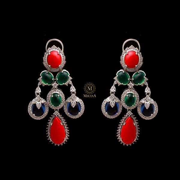 Lily Multi Colour CZ Designer Earrings