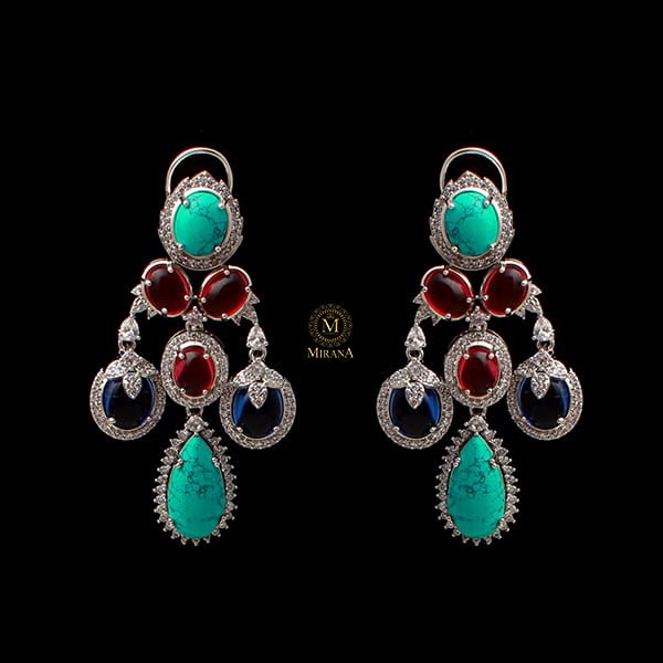 Lily Trio Colour CZ Designer Earrings