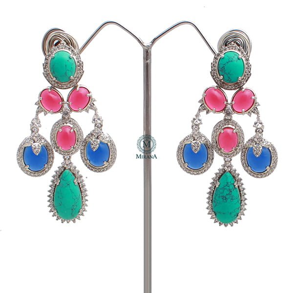 Lily Trio Colour CZ Designer Earrings