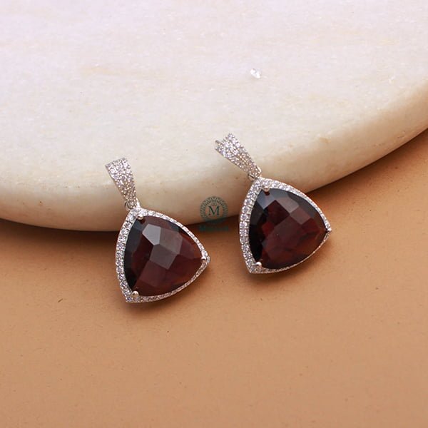 Alora Wine Colour CZ Designer Earrings