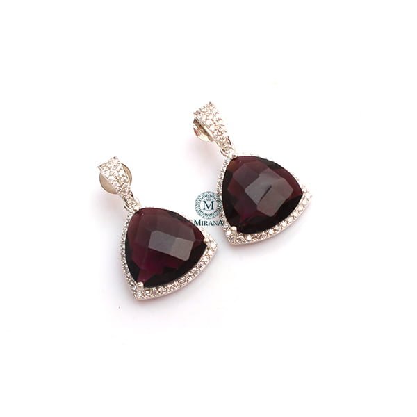 Alora Wine Colour CZ Designer Earrings