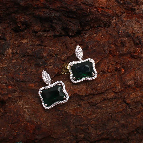 Gigi Emerald Green CZ Designer Earrings