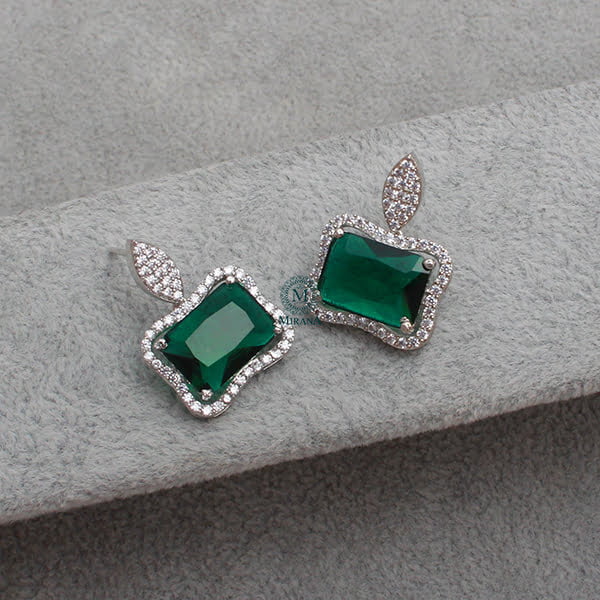 Gigi Emerald Green CZ Designer Earrings