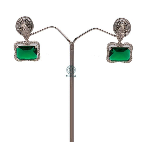 Gigi Emerald Green CZ Designer Earrings