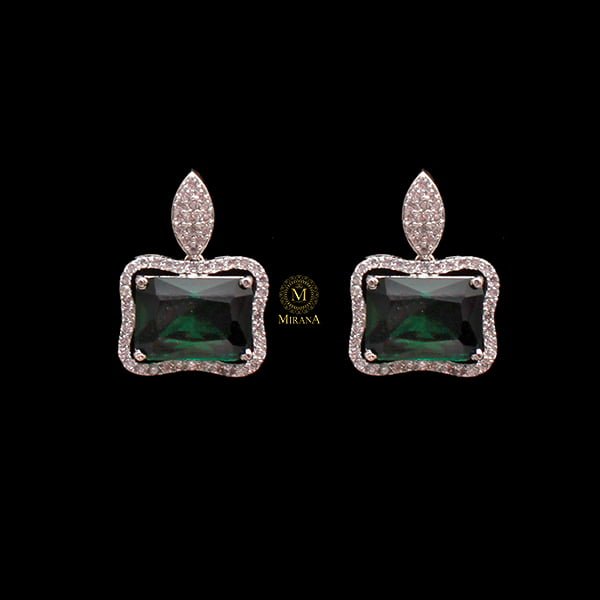 Gigi Emerald Green CZ Designer Earrings