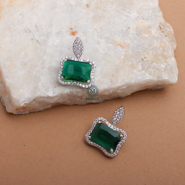 Gigi Emerald Green CZ Designer Earrings