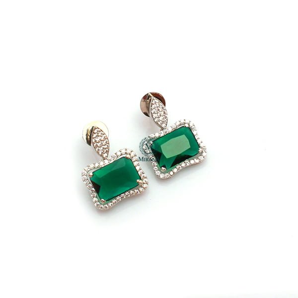 Gigi Emerald Green CZ Designer Earrings