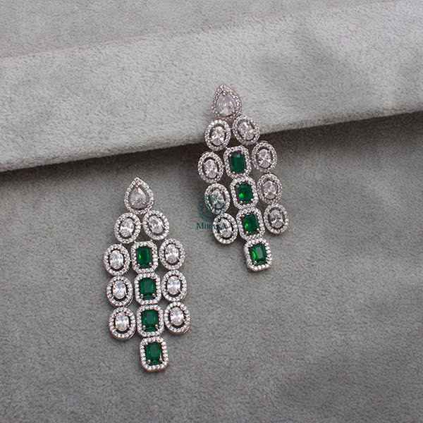 Chrisha Emerald Green CZ Designer Earrings