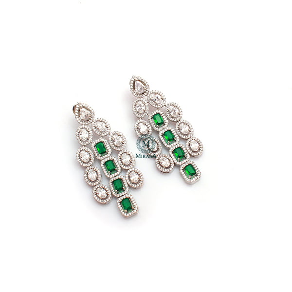 Chrisha Emerald Green CZ Designer Earrings