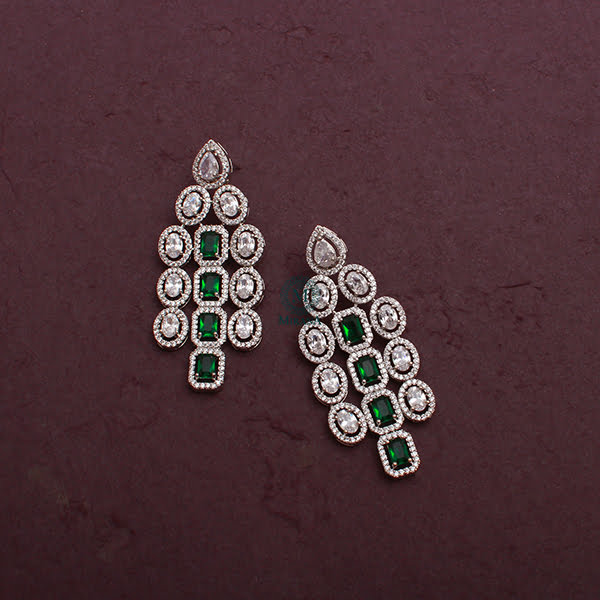 Chrisha Emerald Green CZ Designer Earrings