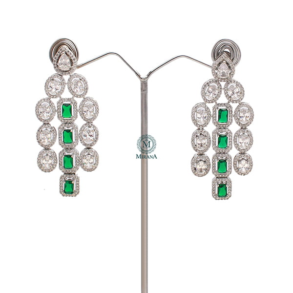 Chrisha Emerald Green CZ Designer Earrings