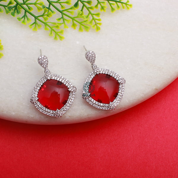 Belina Ruby CZ Designer Earrings