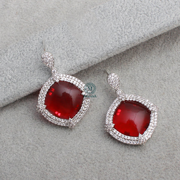 Belina Ruby CZ Designer Earrings