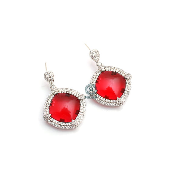 Belina Ruby CZ Designer Earrings