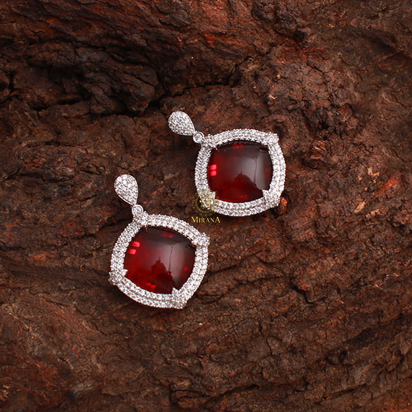 Belina Ruby CZ Designer Earrings