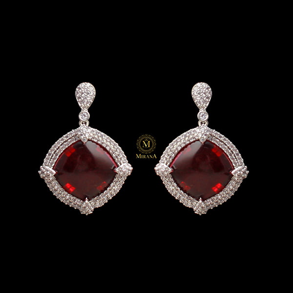 Belina Ruby CZ Designer Earrings