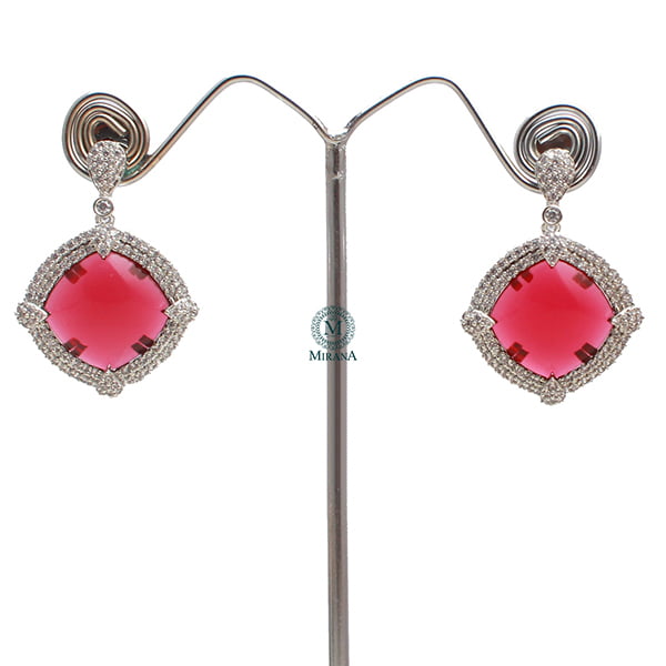 Belina Ruby CZ Designer Earrings