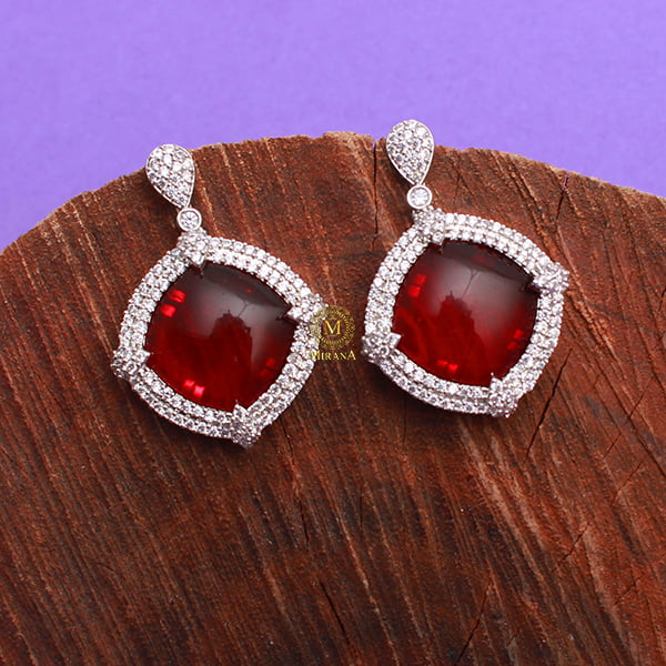 Belina Ruby CZ Designer Earrings